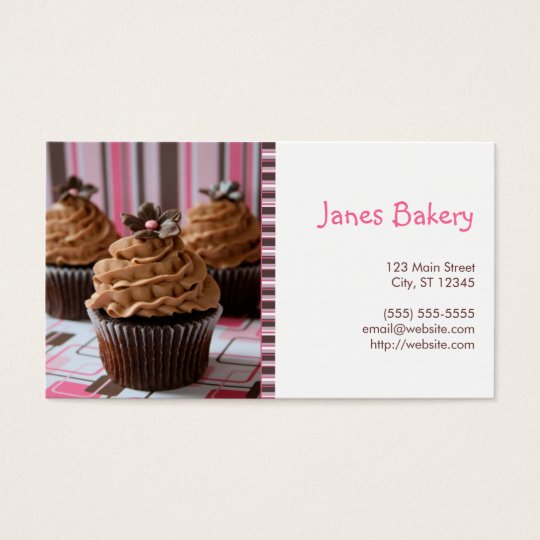 Pink & Brown Cupcakes Business Card