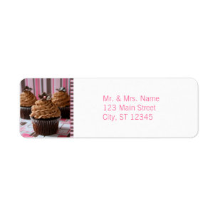 Pink & Brown Cupcakes Return Address Label