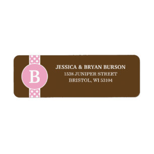 Pink/Brown Dainty Dots Custom Monogrammed Family Return Address Label