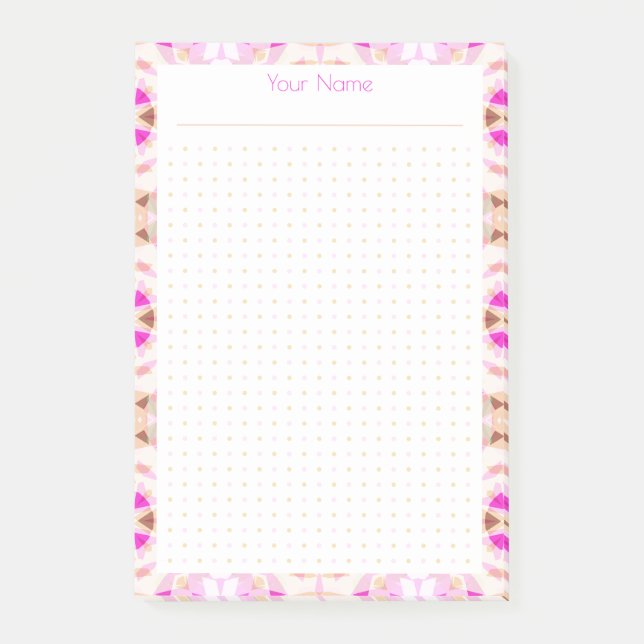 Pink Brown Dot Grid Layout College Plan Planner Post-it Notes (Front)