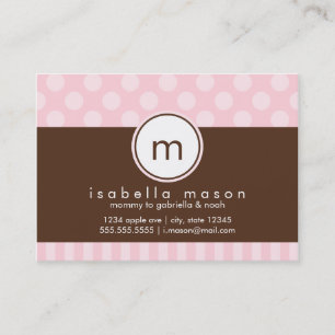 Pink & Brown Dots & Stripes Mummy Card