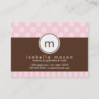 Pink & Brown Dots & Stripes Mummy Card
