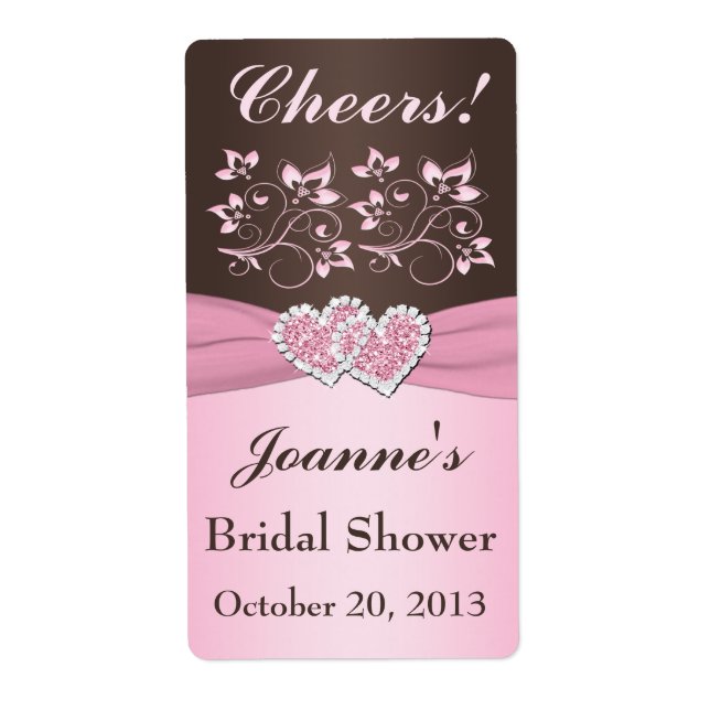 Pink, Brown Floral Bottle Label (Front)