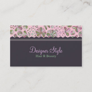 Pink & Brown Floral Business Card