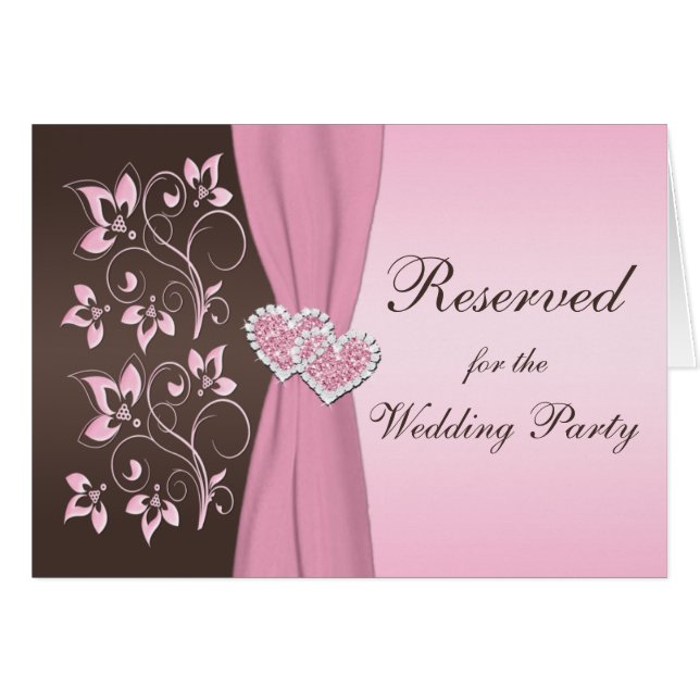 Pink, Brown Floral Joined Hearts Card (Front Horizontal)