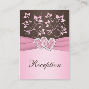 Pink, Brown Floral Joined Hearts Enclosure Card
