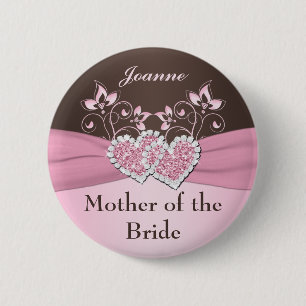 Pink, Brown Floral Mother of the Bride Pin