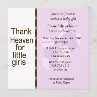 Pink & Brown Girl Shower Invitations