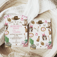 Pink Brown Girls First Rodeo 1st Birthday