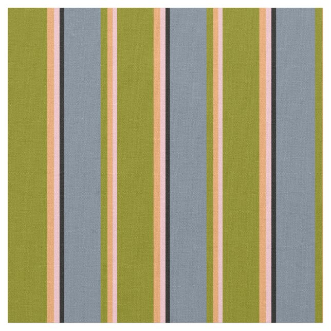 Pink, Brown, Green, Slate Grey, and Black Pattern Fabric (Close Up)