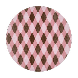 Pink Brown Harlequin Diamond Pattern Cutting Board