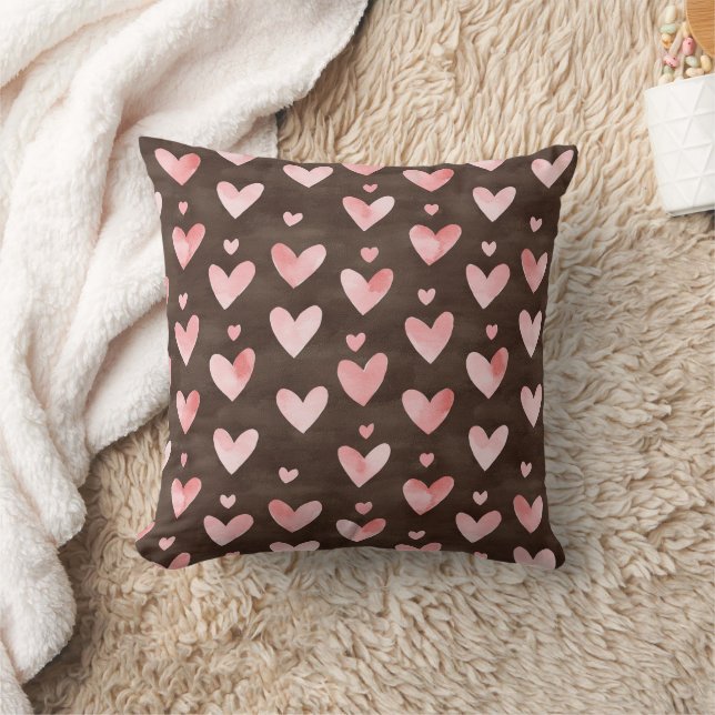 Pink Brown Hearts   Cushion (Blanket)