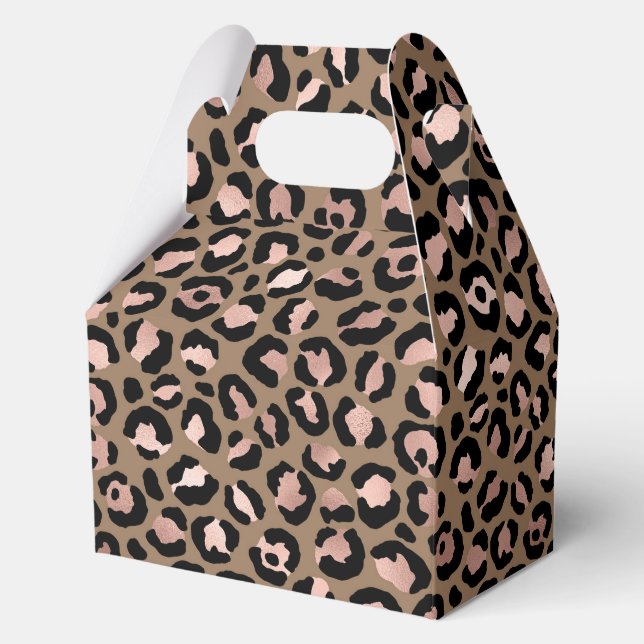 Pink Brown Leopard Favour Box (Front)