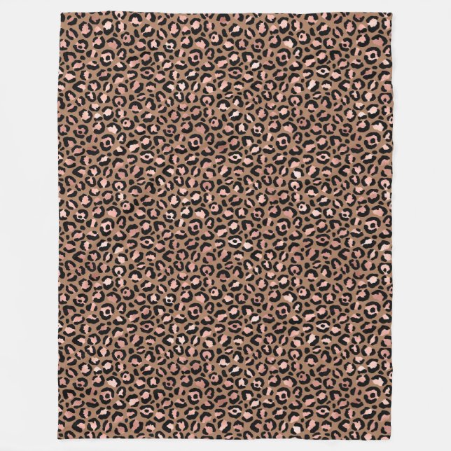 Pink Brown Leopard Fleece Blanket (Front)