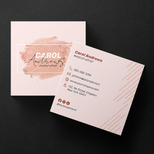 Pink Brown Makeup Artist Lashes Brows Photo Salon Square Business Card