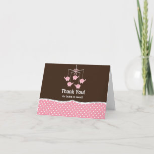 Pink & Brown Mobile Thank You Note Card