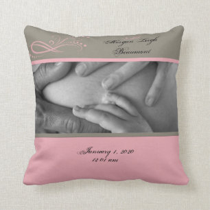 Pink Brown Modern Floral Baby Keepsake Pillow