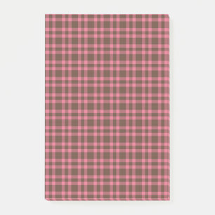 Pink Brown Plaid Pattern Post-it Notes