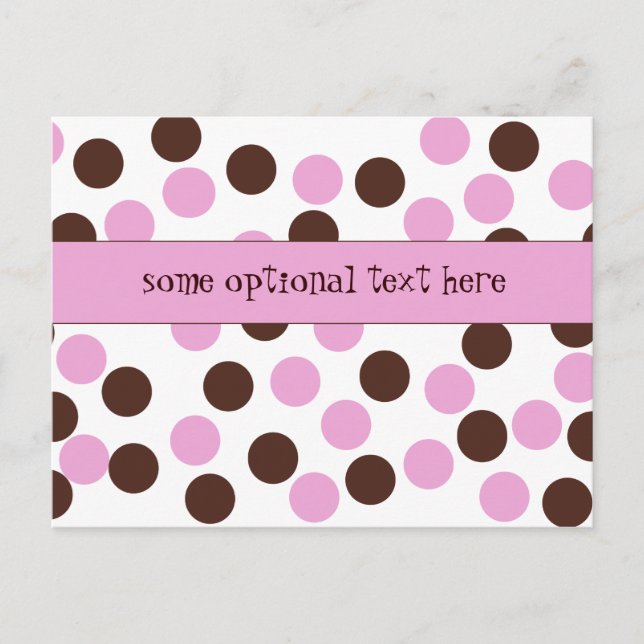 pink brown polka dot postcard custom text area (Front)