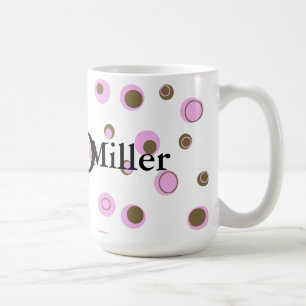 Pink Brown Polka Dots Monogrammed Coffee Mug