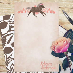 Pink, Brown Pony Personalised Stationery