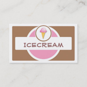Pink brown retro simple icecream business cards