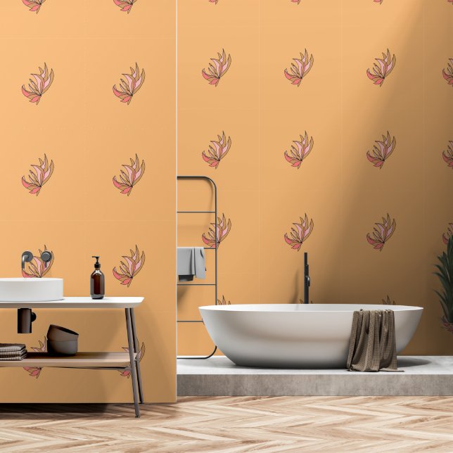 Pink Brown Root Plant Peach  Wallpaper (Bathroom)