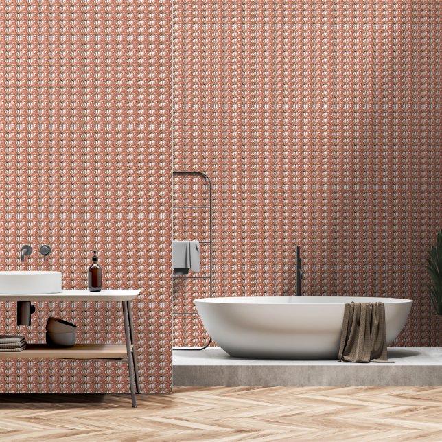 Pink Brown Root Plant Repeat Wallpaper (Bathroom)