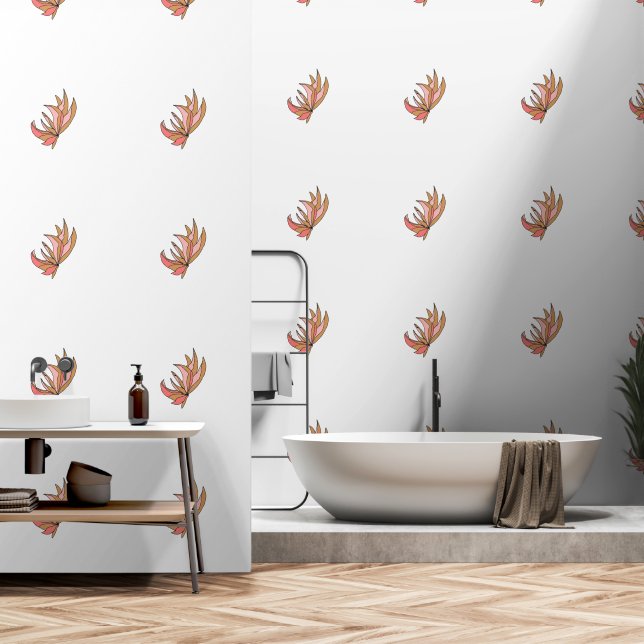 Pink Brown Root Plant White  Wallpaper (Bathroom)