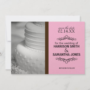 Pink & Brown Save the Date Wedding Announcements