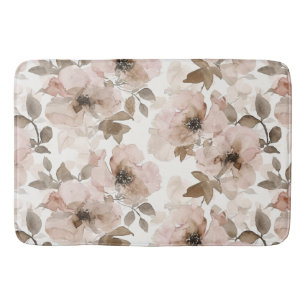Pink Brown Southwestern Floral  Bath Mat