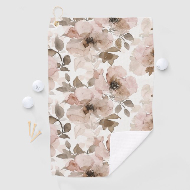 Pink Brown Southwestern Floral  Golf Towel (InSitu)