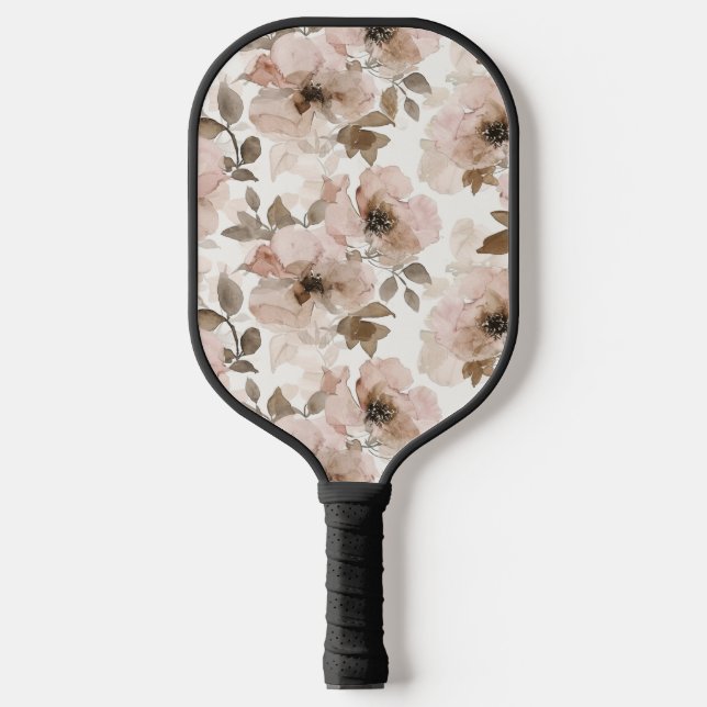 Pink Brown Southwestern Floral  Pickleball Paddle (Front)