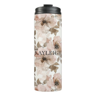 Pink Brown Southwestern Floral  Thermal Tumbler