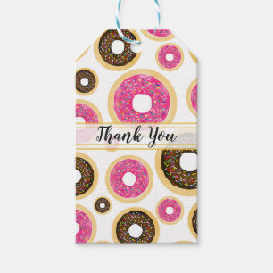 Pink & Brown Sprinkle Doughnuts Modern Birthday Gift Tags