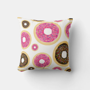 Pink & Brown Sprinkle Doughnuts Modern Fun Cute Cushion