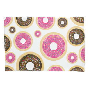 Pink & Brown Sprinkle Doughnuts Modern Fun Cute Pillowcase