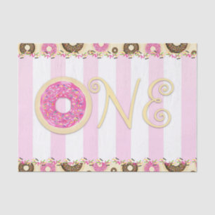Pink Brown Sprinkle Doughnuts ONE 1ST Birthday Par Tissue Paper