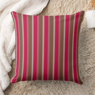 Pink Brown Striped Pattern Cushion