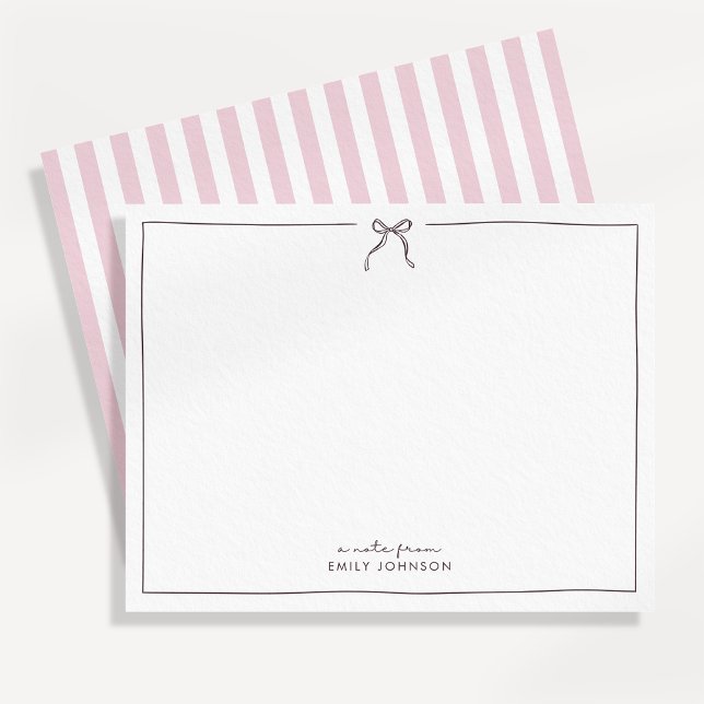 Pink , brown & Stripes a Note From Flat Note Card (Creator Uploaded)
