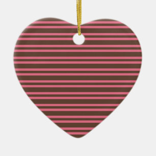 Pink Brown Stripes Seamless Pattern Ceramic Ornament