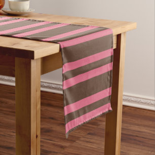 Pink Brown Stripes Seamless Pattern Medium Table Runner
