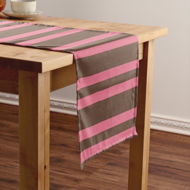 Pink Brown Stripes Seamless Pattern Medium Table Runner (In Situ)