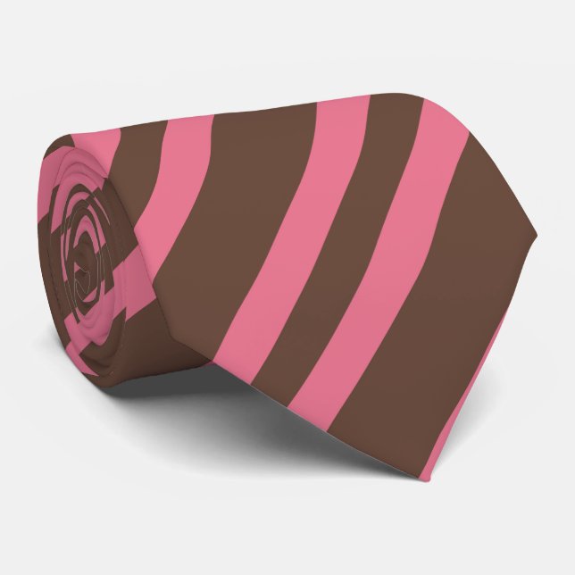 Pink Brown Stripes Seamless Pattern Tie (Rolled)