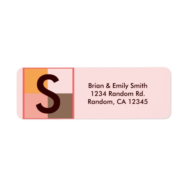 Pink brown theme return address labels (Front)