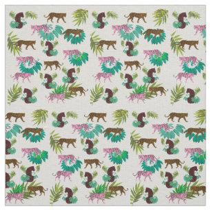 Pink Brown Tigers Fabric