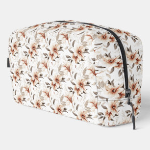 Pink Brown Watercolor Wildflower Dopp Kit