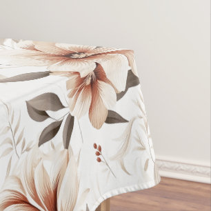 Pink Brown Watercolor Wildflower Tablecloth