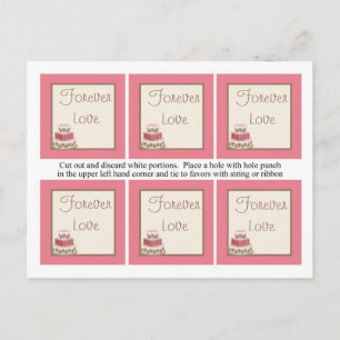 Pink/Brown Wedding Cake Favour Tags Postcard