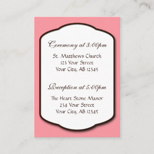 Pink Brown & White Wedding Guest Reference Cards
